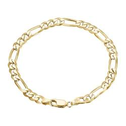 Epinki 925 Silber Armband, Klassiker 5MM Figarokette Freundschafts Armband Armreif 925 Silber, Gliederarmband, Gold, 16.5CM von Epinki