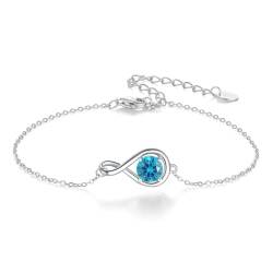 Epinki 925 Silber Armband Y2K, Unendlichkeit mit Blau Geburtsstein Dezember Armreifen Freundschaftsarmbänder 925er Sterling Silber, Zirkonia Blau Wickelarmband Damen, Silber, 21.5CM von Epinki