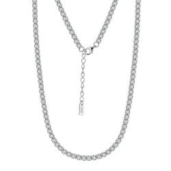 Epinki 925 Silber Halskette, Tennis Kette mit 2mm Zirkonia Halskette Anhänger S925 Silber, Zirkonia Damen Halskette, Silber, 50CM von Epinki