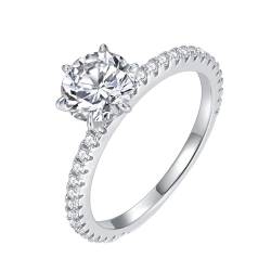 Epinki 925 Sterlingsilber Ring, Klassiker Bohrer Reihe Stein Eheringe mit Moissanit 1ct Ovalschliff, Sterling Silber Partnerringe Bandringe Damen Echt Goldschmuck, Individuelle Größen von Epinki