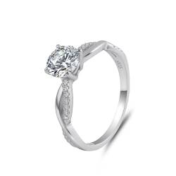 Epinki 925er Sterling Silber Ring, Klassiker Hochzeitsband mit Moissanit 1ct I-J Ovalschliff, Trauringe Partnerringe Sterlingsilber Damen Echte Goldschmuck, Individuelle Größen von Epinki