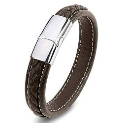 Epinki Armbänder Leder Braun 18.5CM, Lederarmband Magnetverschluss Geflochten Herrenarmband Herren von Epinki