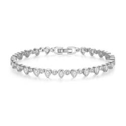 Epinki Armband 925 Silber Damen, Tennis Kette mit Zirkonia Freundschaftsarmbänder Armreifen 925 Sterlingsilber, Tropfen Zirkonia Armbänder Ohne Nickel, Silber, 16.5CM von Epinki