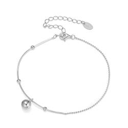 Epinki Armreif 925 Silber Damen, Schlangenkette Bead Kette mit Kugel Armreifen Freundschaftsarmbänder 925er Sterling Silber, Gliederarmband für Damen, Silber, 21.5CM von Epinki