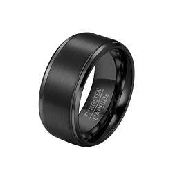 Epinki Ehering Herren 10MM, Schwarz Herrenringe Eheringe Simple Matt Gebürstet Wolfram Ringe für Männer, Gr.70 (22.3) von Epinki