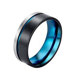 Epinki Eheringe Herren 8MM, Blau Schwarz Herrenringen Matt Edelstahl Ringe Männer, Gr.70 (22.3) von Epinki