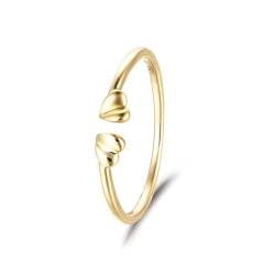 Epinki Gold 18 Karat Ring, Herz Trauringe Ovalschliff, Au 750 Partnerringe Pärchen Ringe Damen Echtschmuck, Individuelle Größen von Epinki