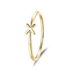 Epinki Gold Au750 18 Karat Ring, Buchstaben X Trauringe Ovalschliff, 18K Gold Freundschaftsringe Verlobungsring Damen Echter Schmuck, Individuelle Größen von Epinki