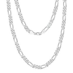 Epinki Halskette 925 Silber, 3.3mm Figarokette Anhänger Halskette 925er Sterling Silber, Kette Damen Anhänger, Silber, 50CM von Epinki