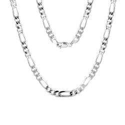 Epinki Halskette 925 Silber, Klassiker 5MM Figarokette Anhänger Halskette Silber S925, Halskette Damen Hochzeit, Silber, 45CM von Epinki