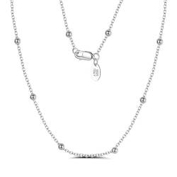 Epinki Halskette 925 Silber Mädchen, 1.4mm Rolokette mit Kugel Halskette Anhänger Sterling S925 Silber, Frauen Halskette Geschenk, Silber, 60CM von Epinki