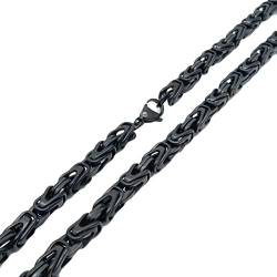 Epinki Halskette Männer 45 cm, Herren Byzantine Königskette Schwarz Metallketten Punk Breit 6MM Edelstahl Halskette Ohne Anhänger von Epinki