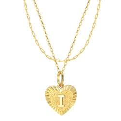 Epinki Kette 925, Herz mit Buchstaben I Anhänger Halskette Sterlingsilber, Damen Halsketten, Gold, 45CM von Epinki