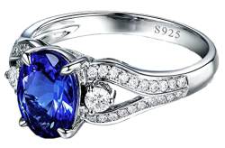 Epinki Ring 925 Silber Damen, Klassisch Simulierte Blau Saphir Freundschaftsringe Partnerringe Echt Silber Schmuck Gr.65 (20.7) von Epinki