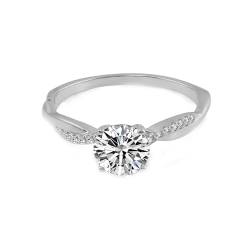 Epinki Ring 925 Sterlingsilber, Klassiker Bohrer Stein Freundschaftsringe mit Moissanit 1ct Ovalschliff, Sterling Silber Partnerringe Eheringe Damen Echt Goldschmuck, Individuelle Größen von Epinki