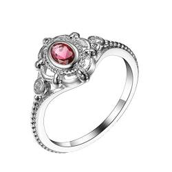 Epinki Ring Damen Zart, Vintage Stil Ring Hochzeit Vintage mit Zirkonia Rose Rot, Versilbert Damen Ringe Nickelfrei, Gr.54 (17.2) von Epinki