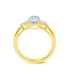 Epinki Ring Gelbgold 9K Au375, Klassiker Hochzeitsring mit Aquamarin 1ct Hellblau Ovalschliff, 375 Gold Antragsring Pärchen Ringe Damen Echt Gold, Individuelle Größen von Epinki