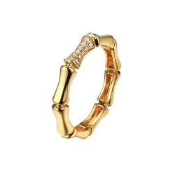 Epinki Ring Gold 9K, Bambus Verlobungsring mit Moissanit Ovalschliff, Au 375 Pärchen Ringe Hochzeitsband Damen Echtgold Schmuck, Individuelle Größen von Epinki