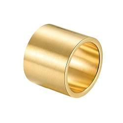 Epinki Ring Herren 19MM, Gold Herrenring Ehering Gebürstet Breiter Edelstahl Ringe Mann, Gr.62 (19.7) von Epinki