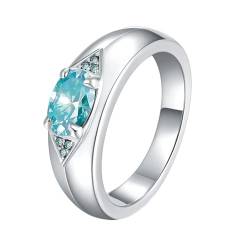 Epinki Ring Sterling Silber 925, Klassiker Eheringe mit Zirkonia 1ct Blau Ovalschliff, Sterlingsilber Verlobungsring Hochzeitsring Damen Echte Goldschmuck, Individuelle Größen von Epinki