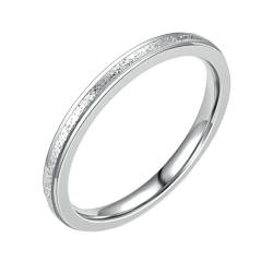 Epinki Ring Verlobung Damen 2MM, Silber Ring Bandring Matt Edelstahl Ringe für Frauen, Gr.70 (22.3) von Epinki