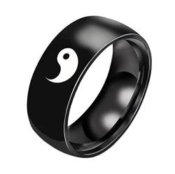 Epinki Ring Verlobung Herren 8MM, Schwarz Paarringe Tai Chi Yin Yang Edelstahl Ringe für Männer, Größe 65 (20.7) von Epinki