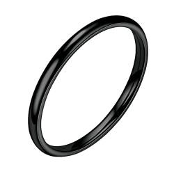 Epinki Ringe 2MM, Schwarz Pärchen Ring Dünn Stapelring Edelstahl Ringe Frauen, Gr.65 (20.7) von Epinki