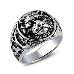 Epinki Ringe Freundschaftsringe 25MM, Löwenkopf Herz Flügel Ringe in 925 Sterling Silber, Schmuck Geschenk für Valentinstag Verlobung Geburtstags Weihnachten, Silber 70 (22.3) von Epinki