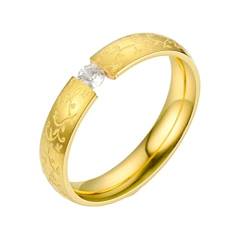 Epinki Ringe Verlobung Männer 4MM, Gold Damen Ringe Pärchenringe Vintage Blumen mit Zirkonia Edelstahl Ringe für Frauen, Größe 62 (19.7) von Epinki