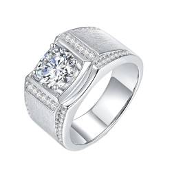 Epinki S925 Sterlingsilber Ring, Klassiker Breit Antragsring mit Moissanit 1ct Ovalschliff, Hochzeitsband Pärchen Ringe Sterling Silber Herren Echt Goldschmuck, Individuelle Größen von Epinki