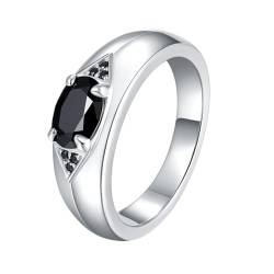 Epinki Sterling Silber 925 Ring, Klassiker Hochzeitsband mit Zirkonia 1ct Schwarz Ovalschliff, Eheringe Pärchen Ringe Sterlingsilber Damen Echt Goldschmuck, Individuelle Größen von Epinki