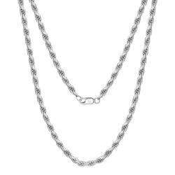 Epinki Sterling Silber Kette Partner, 2.3mm Seilkette Anhänger Halskette Silber 925er, Damen Halsketten, Silber, 60CM von Epinki