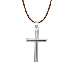 Epinki Sterling Silber Kette mit Anhänger, Klassiker Kreuz Halskette Anhänger Sterling 925er Silber, Herren Halskette mit Anhänger, Silber Braun, 50CM von Epinki