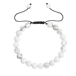 Epinki Tigerauge Armbänder Geflochtene für Damen & Herren, 8mm Echten Natursteinen Perlen Armband, Tolles Geschenk für Frauen, 17.7CM (Weiß) von Epinki