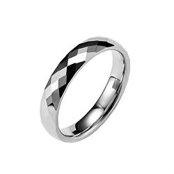 Epinki Wolframstahl Ring Vintage, Poliert Geometrisch Rhombus Breit 4MM Trauringe, Silber Eheringe Pärchen Ringe für Damen Herren, Größe 65 (20.7) von Epinki