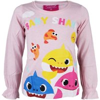EplusM Langarmshirt Baby Shark Kinder Mädchen langarm Shirt Gr. 92 bis 116, Baumwolle, Blau oder Pink von EplusM