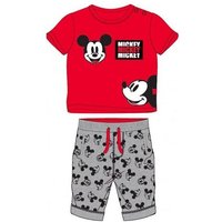 EplusM Shirt & Hose Baby Set Kurzarm- Shirt rot mit grauer Hose, Mickey Mouse Motiv (Set, 2-tlg) von EplusM