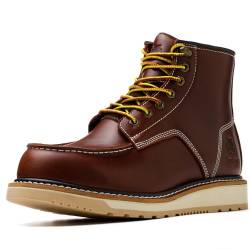 Epochsaga Soft Moc Toe Waterproof Fashion Goodyear-Welted Industiral&Construction Arbeitsstiefel 6'' Braun/Schwarz (Braun, Erwachsene, Herren, 39, Numerisch, EU Schuhgrößensystem, M) von Epochsaga