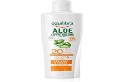 Equilibra Solari, Aloe Sonnenmilch LSF 20, basierend auf Aloe Vera, Vitamin C und E, Arganöl, Kokosöl und Sheabutter, sorgt für eine gesunde und natürliche Bräunung, wasserbeständig, 200 ml von Equilibra