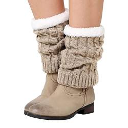 EraAja Kniewärmer und Beinwärmer Gestrickte und verdickte warme Stiefel aus Wolle und Stulpen Damen Socken Ohne Gummi Warm (Beige, One Size) von EraAja