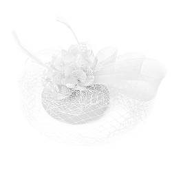 Fascinators für Frauen Tea Party Stirnband Hut Mesh Federn Haarspange für Hochzeit Cocktail und Kirche Kopftuch Herren Sommer (White, One Size) von EraAja