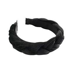 Geflochtenes Haarband, Samt, geflochtenes Stirnband, Damen, breites Vintage-gepolstertes Stirnband für Frauen und Mädchen Sommer Spiele (Black, One Size) von EraAja