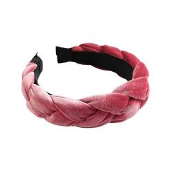 Geflochtenes Haarband, Samt, geflochtenes Stirnband, Damen, breites Vintage-gepolstertes Stirnband für Frauen und Mädchen Sommer Spiele (Hot Pink, One Size) von EraAja