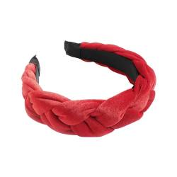 Geflochtenes Haarband, Samt, geflochtenes Stirnband, Damen, breites Vintage-gepolstertes Stirnband für Frauen und Mädchen Sommer Spiele (Red, One Size) von EraAja