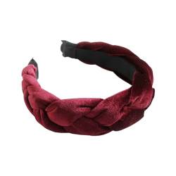 Geflochtenes Haarband, Samt, geflochtenes Stirnband, Damen, breites Vintage-gepolstertes Stirnband für Frauen und Mädchen Sommer Spiele (Wine, One Size) von EraAja