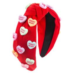 Erice Stirnbänder für Frauen, geknotetes Liebes-Valentinstags-Stirnband, Herz-Stirnband, breiter oberer Knoten, niedliches Haarband, Haar-Accessoires, rot-rosa Herz-Stirnband für Frauen und Mädchen von Erice
