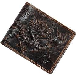 Ericetion Leder 3D -präge Dragon Cloud Totem Wallet, Vintage Short Wallet Persönlichkeit Geldbörse Einfaches Designgeld Clip -Brieftasche von Ericetion