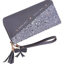 Ericetion Mode Frauen Pu Leder Langzeitbriefbein Pailletten Patchwork Glitzer Brieftasche Münzgeldbeutel Weibliche Brieftaschen Mädchen Geschenke von Ericetion