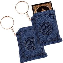 Ericetion Muslim Key Ring 2pcs Mini Ark Koran Buch Lederhülle Schlüsselbund Vintage Schlüsselhaltertasche Pendellanhänger Zauber von Ericetion