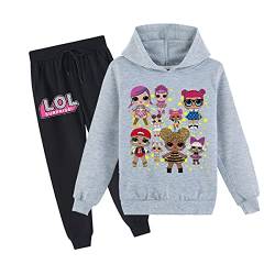 Erichman Frühling Herbst Nette Mädchen Pullover Sweatshirt Anzug Trainingsanzug Sets Hoodie und Jogginghose Anzug für Kinder (Grey,Tag 140) von Erichman